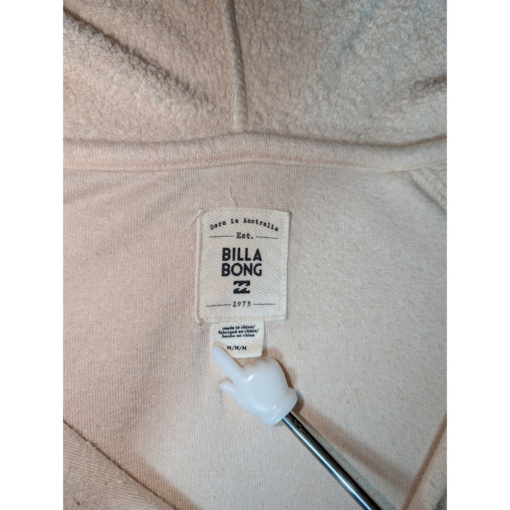 Billabong Womens Terry Cloth V-Neck Hoodie Pullover Peach Medium - Picture 4 of 6